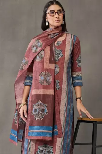 formal women printed kurta with palazzos with dupatta