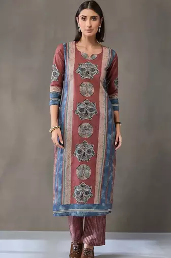 formal women printed kurta with palazzos with dupatta
