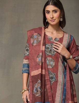 formal women printed kurta with palazzos with dupatta 5
