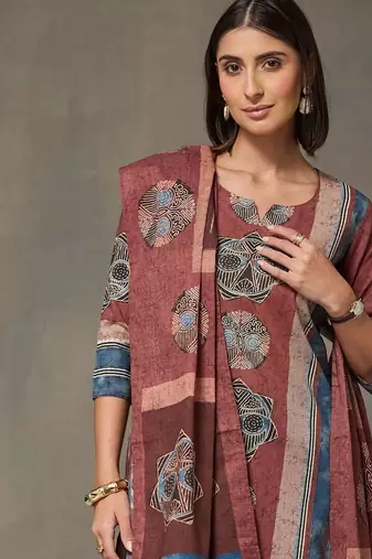 formal women printed kurta with palazzos with dupatta