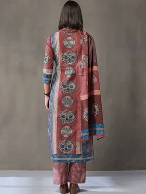 formal women printed kurta with palazzos with dupatta 6