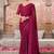 Maroon striped sequinned satin saree