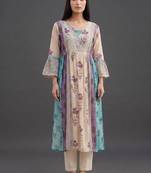 structured women printed kurta with trousers