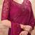 Maroon striped sequinned satin saree