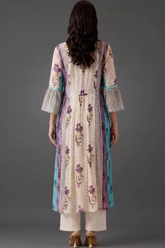 structured women printed kurta with trousers