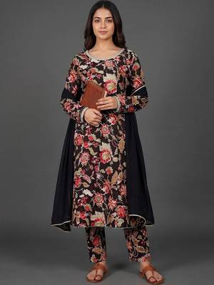 workwear women printed kurta with trousers with dupatta 1