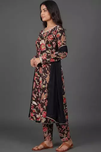 workwear women printed kurta with trousers with dupatta