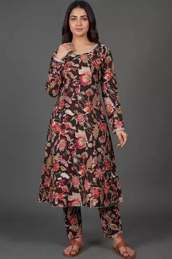 workwear women printed kurta with trousers with dupatta