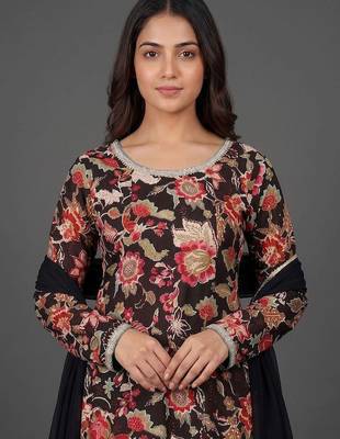 workwear women printed kurta with trousers with dupatta 7