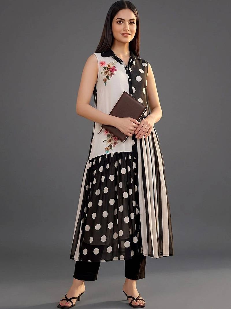 workwear women printed kurta with trousers