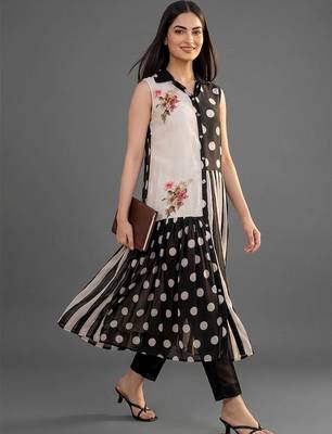 workwear women printed kurta with trousers 3