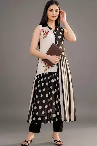 workwear women printed kurta with trousers