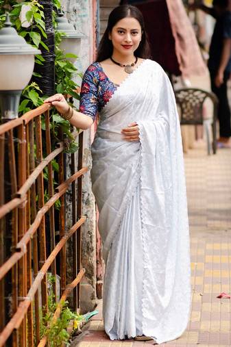 White woven design designer saree
