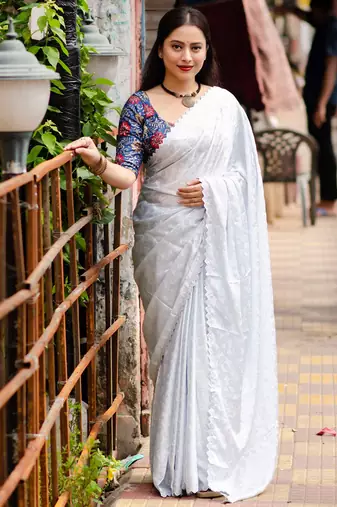 White woven design designer saree