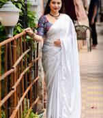 White woven design designer saree