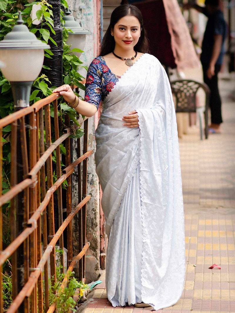 White woven design designer saree