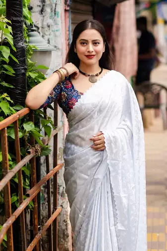 White woven design designer saree