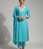 structured women printed kurta with palazzos with dupatta