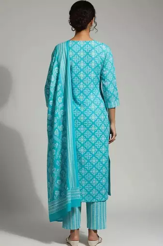 structured women printed kurta with palazzos with dupatta