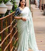 Turquoise turquoise blue ethnic motifs woven design gotta patti saree