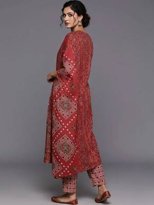 workwear women printed kurta with trousers with dupatta 2
