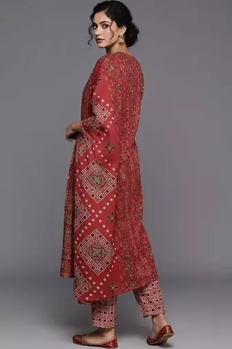 workwear women printed kurta with trousers with dupatta