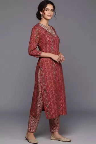 workwear women printed kurta with trousers with dupatta