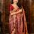 Maroon ethnic motifs woven design zari banarasi saree