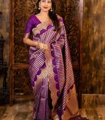 Purple woven design zari banarasi saree
