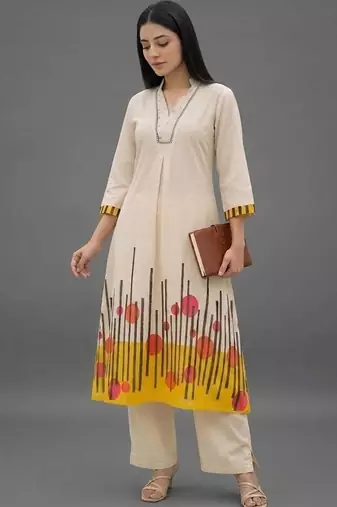 tailored women printed kurta with palazzos
