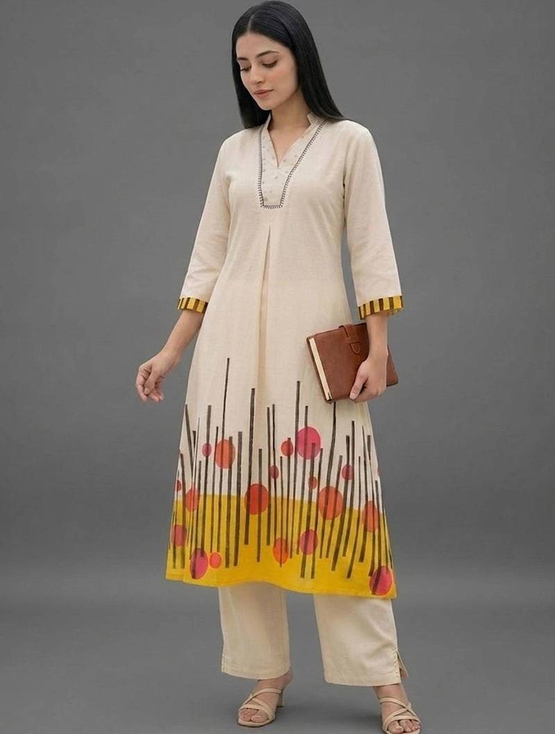 tailored women printed kurta with palazzos