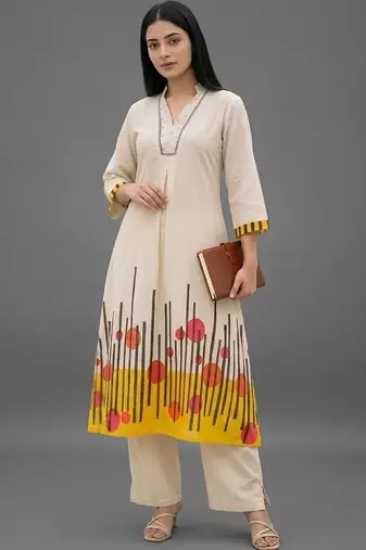 tailored women printed kurta with palazzos
