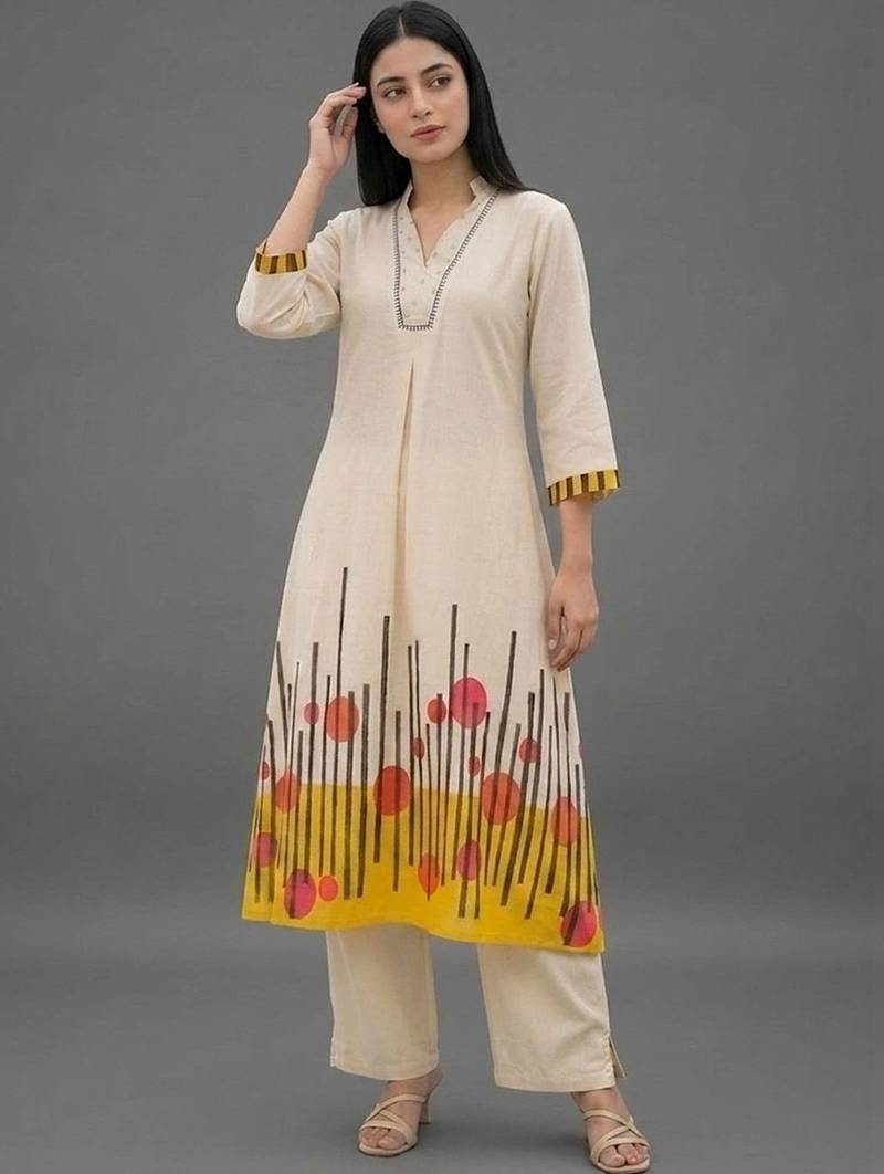 tailored women printed kurta with palazzos