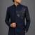 Midnight blue embroidered bandhgala set
