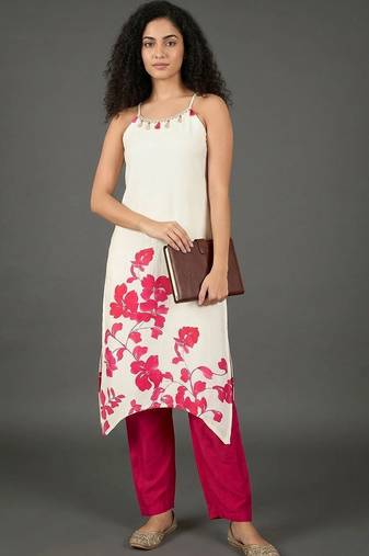 structured women printed kurta with palazzos
