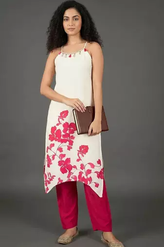 structured women printed kurta with palazzos
