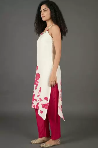 structured women printed kurta with palazzos