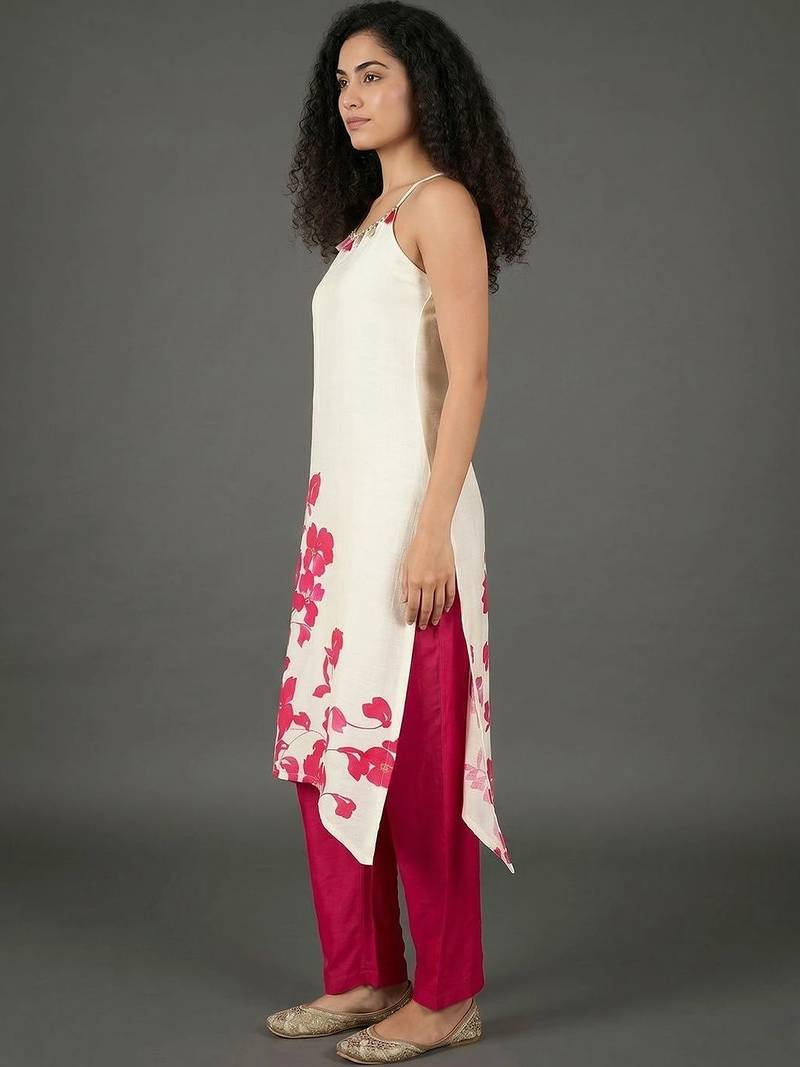 structured women printed kurta with palazzos