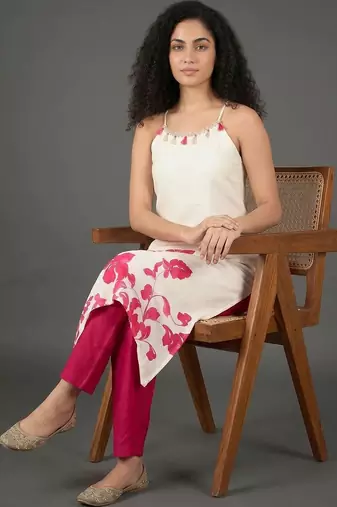 structured women printed kurta with palazzos