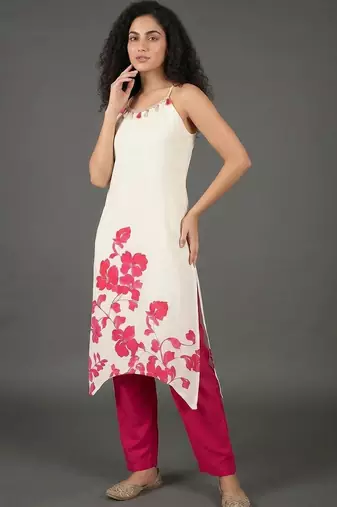 structured women printed kurta with palazzos