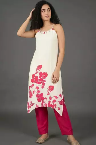 structured women printed kurta with palazzos