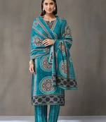 structured women printed kurta with trousers with dupatta