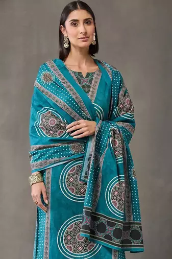 structured women printed kurta with trousers with dupatta