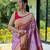 lavender lavender conversational woven design zari detailed paithani saree