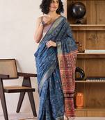 navy_blue bandhani ready to wear bagru saree