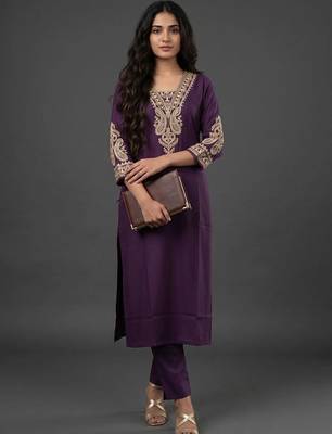 tailored women embroidered kurta with trousers 1
