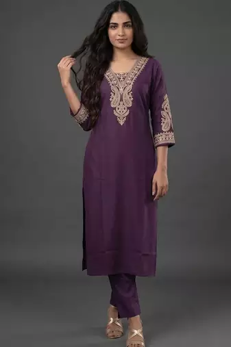 tailored women embroidered kurta with trousers