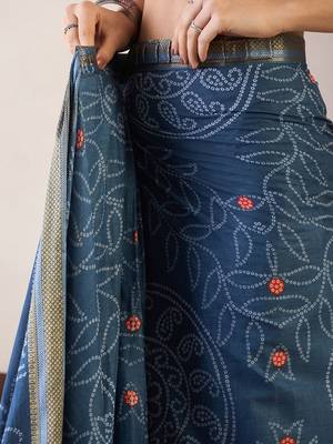 navy_blue bandhani ready to wear bagru saree 5
