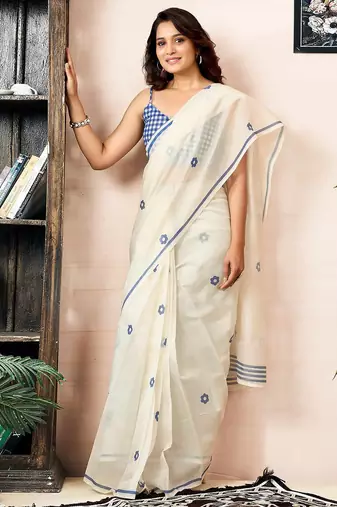 off_white floral printed indie florals saree