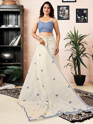 off_white floral printed indie florals saree 3